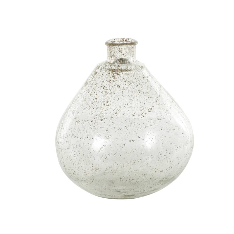 Glass Speckled Vase with Brown Accents - Clear - Roche River Decor