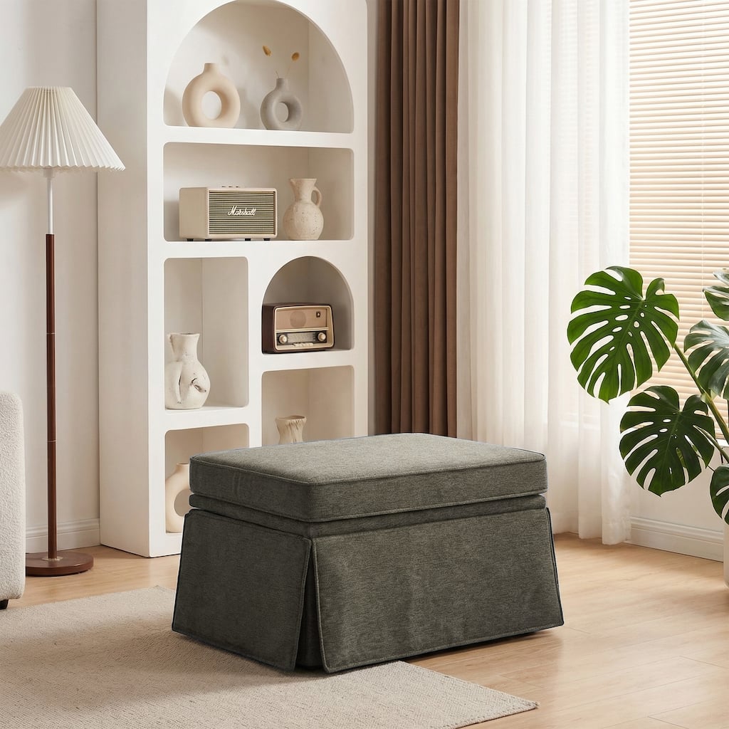 Skirted Oversized Storage Ottoman