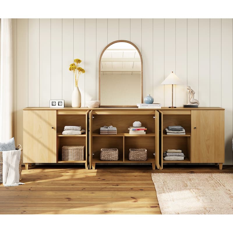Buffet Cabinet with 3 Compartments for Dining Room, 32.4"H Sideboard