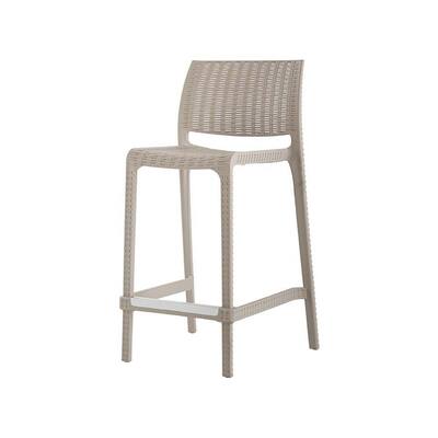 HomeRoots Set of Two 26" Taupe Faux Rattan Low Back Outdoor Counter Height Bar Chairs