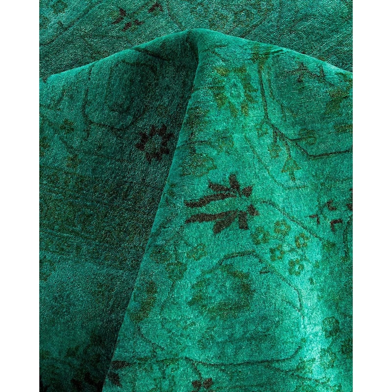 Fine Vibrance One-of-a-Kind Hand-Knotted Area Rug - Green, 9' 2" x 9' 4" - 9' 2" x 9' 4"