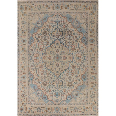 Tabriz Persian Vintage Area Rug Hand-Knotted Oriental Wool Carpet - 8'1" x 11'3"