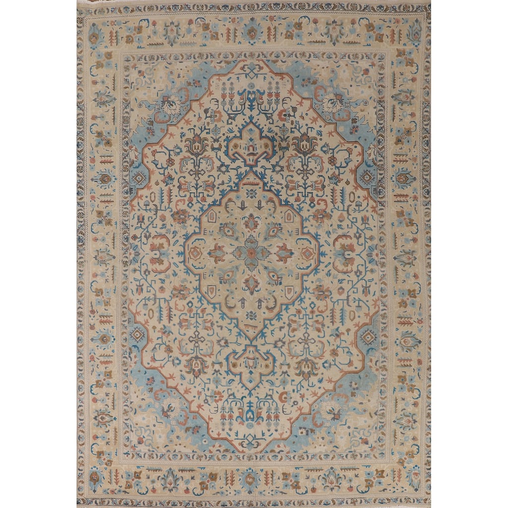 Tabriz Persian Vintage Area Rug Hand-Knotted Oriental Wool Carpet - 8'1" x 11'3"