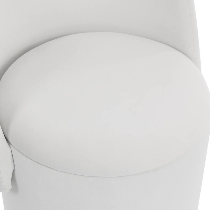 Stylish Upholstered Barrel Chair: 360°Swivel Vanity Stool for Bedroom & Dining Chair, Built-in Storage, Soft Padded Accent Seat