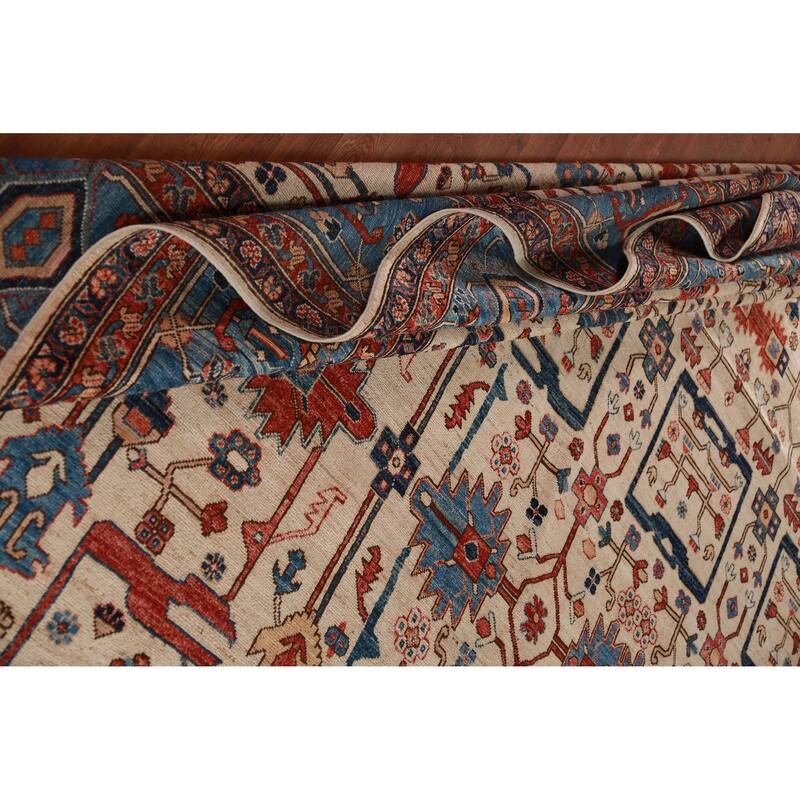 Hand Knotted Oriental 100% Wool Carpet Traditional All-Over Beige & Ivories Ziegler Area Rug - 17' 4'' X 13' 1''