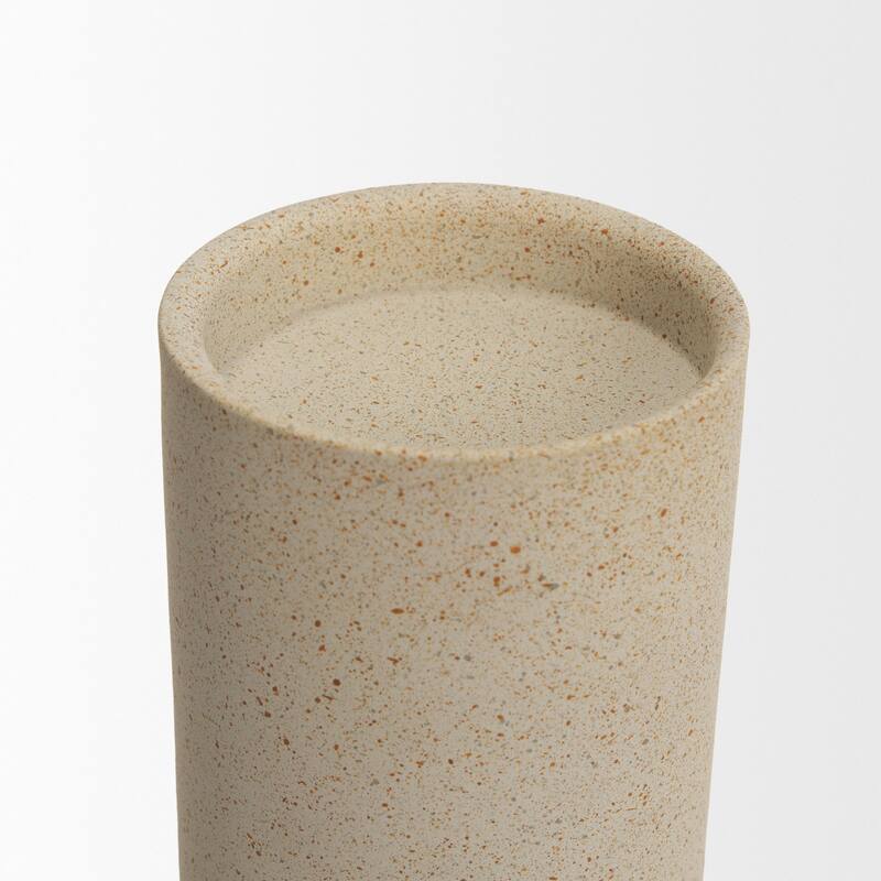 Qamra Medium Beige Textured Metal Pillar Candle Holder Candle Holder - 3.5 x 3.5 x 11