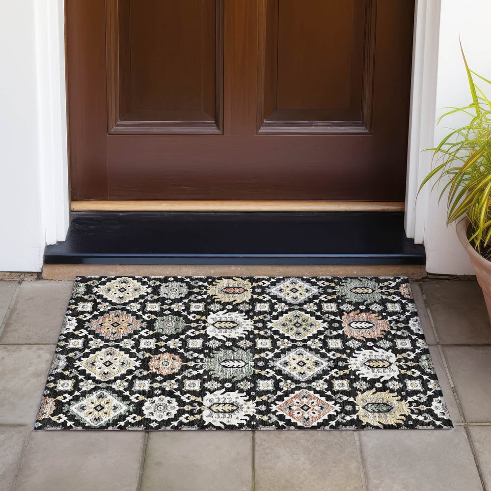 Machine Washable Indoor/Outdoor Boho Global Chantille Rug