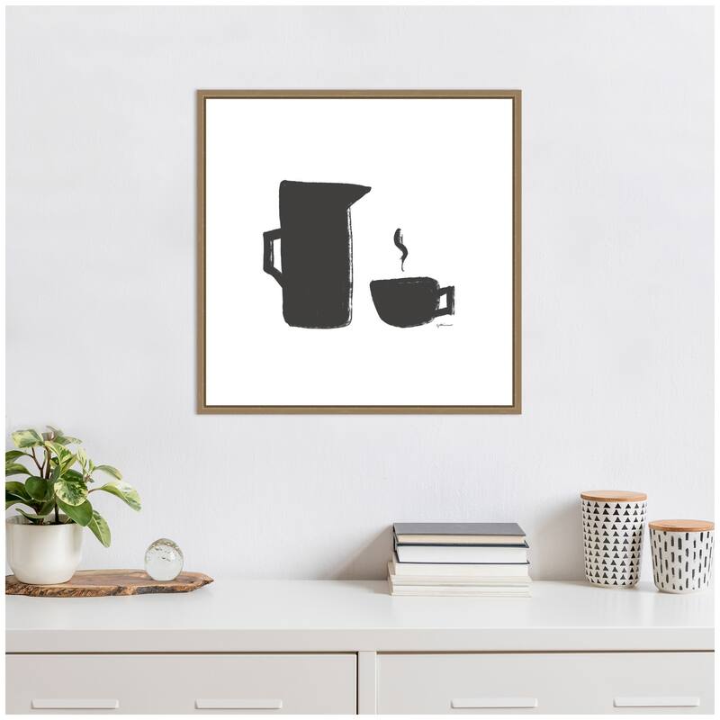 Kate and Laurel Coffee by Gabrielly Guedes Framed Canvas Wall Art Print