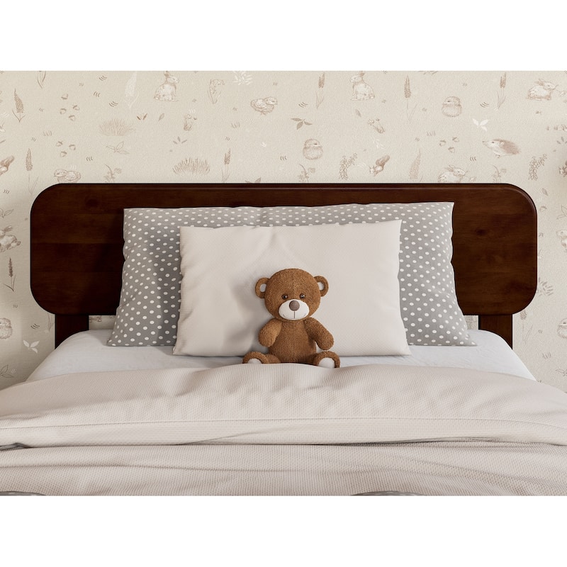 Twin Solid Wood Headboard in Walnut with Smooth Finish and Sleek Contemporary Style for Bedroom