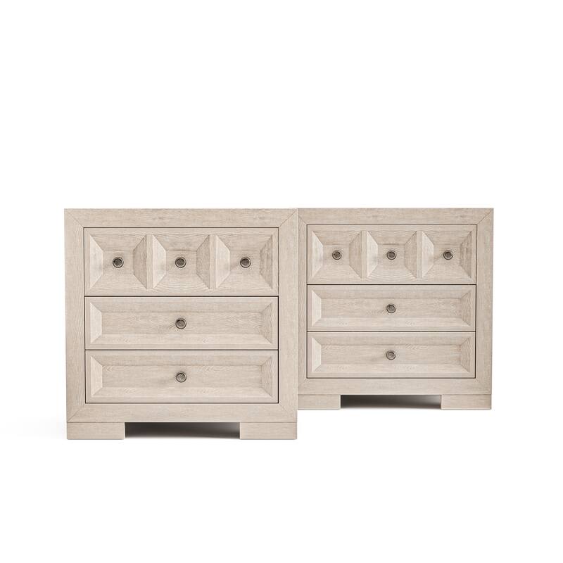 Furniture of America Durem Modern Classic Wood 2-Drawer Nightstand with USB Ports (Set of 2)