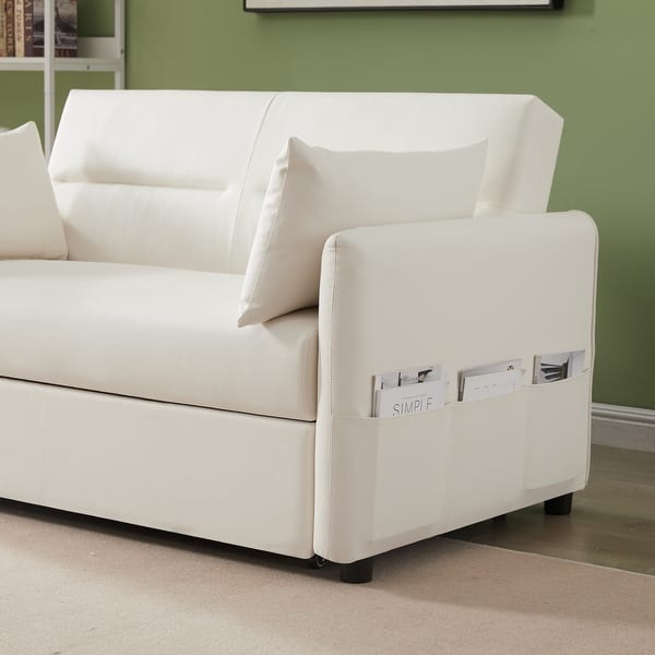 Loveseat Couches Chair Technical Leather Padded with Pull out