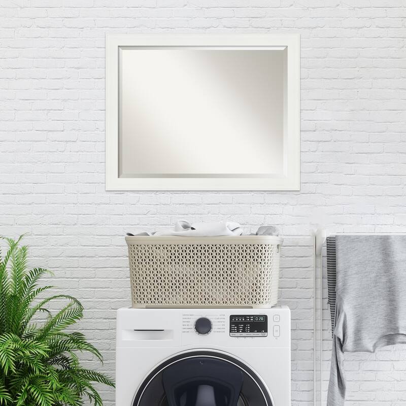 Beveled Wall Mirror - Vanity White Narrow Frame - Vanity White Narrow