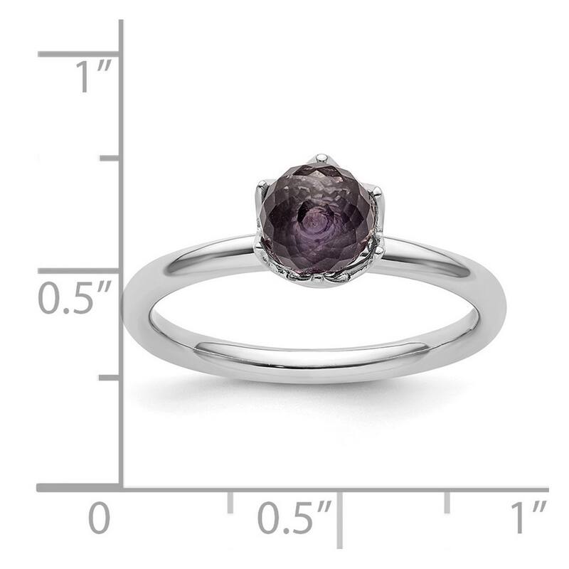 Curata 925 Sterling Silver Polished Stackable Expressions Amethyst Briolette Ring