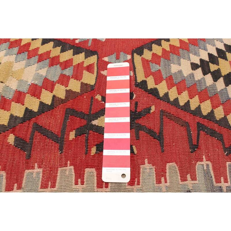 ECARPETGALLERY Flat-Weave Sivas Red Wool Kilim - 5'7 x 9'11