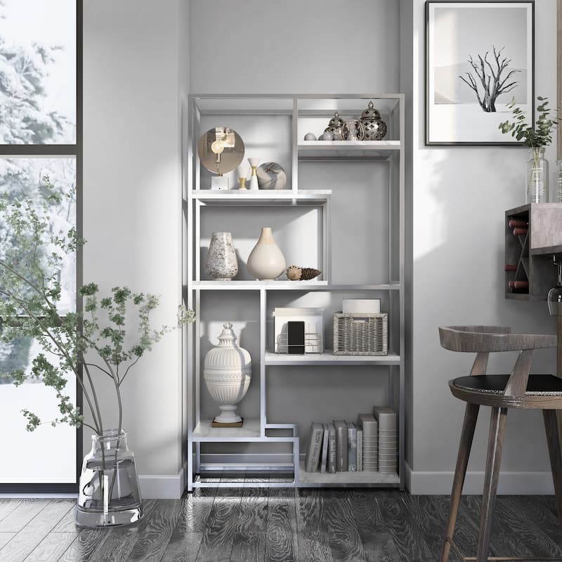 Kinnego Contemporary 6-Shelf Metal Bookcase by Furniture of America