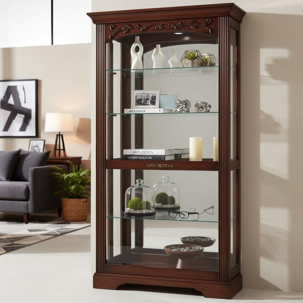 Howard Miller Hartland 5-Shelf Curio Cabinet in Hampton Cherry