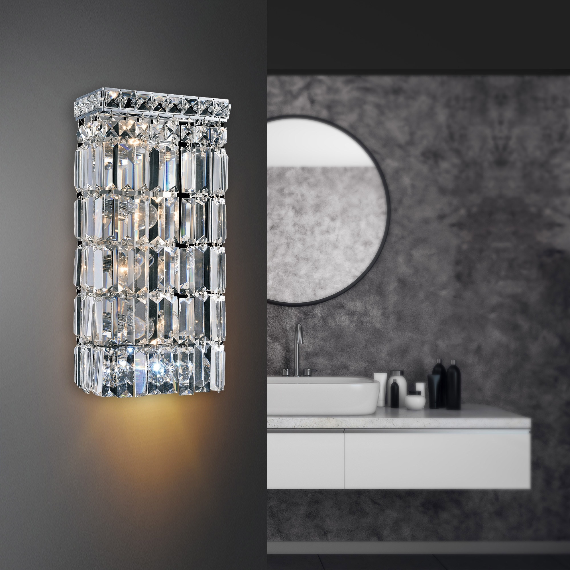 CWI Lighting Colosseum 4 Light 7in Chrome Bathroom Sconce with Crystals
