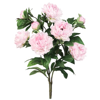 Deluxe Light Pink Artificial Peony Plant Flower Stem Bush Bouquet 22in - 22" L x 13" W x 13" DP