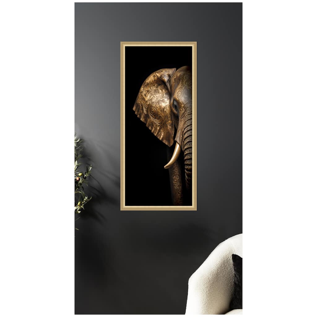 Kate and Laurel Framed Art Midnight Mandala Zen Peaceful Elephant by The Creative Bunch Studio