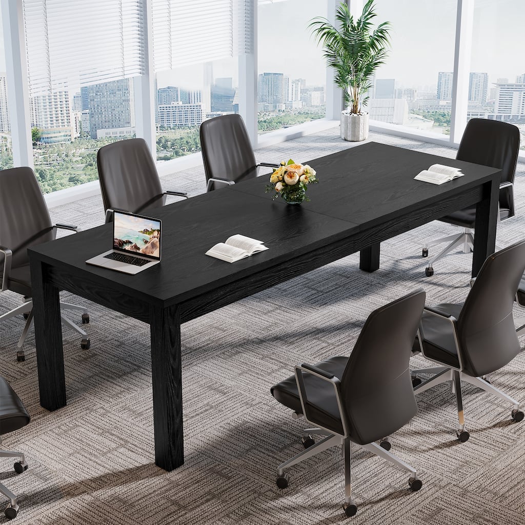 6.5 ft Solid Wood Conference Table, 78.7" Rectangular Meeting Table