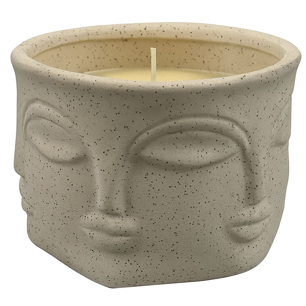 Cream Resting Face Relief Candle Bowl 9 oz Sculpted Ceramic Aria
