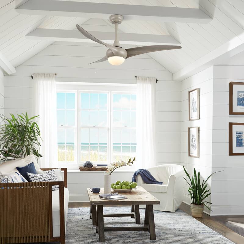 Raffles 52" 1-Light Vintage Iron/Plastic Mobile-App/Remote-Controlled 6-Speed Retro Swirl LED Ceiling Fan, by JONATHAN Y