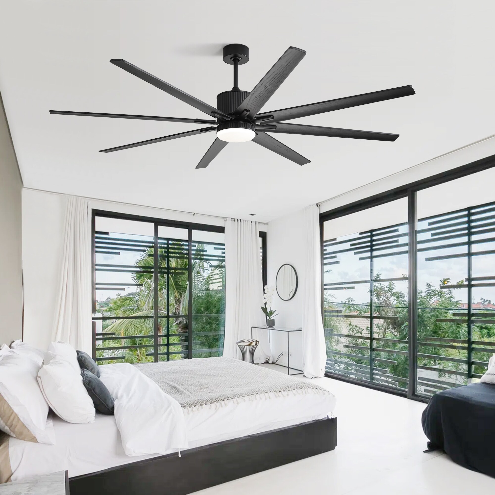 76 Inch Large Ceiling Fan with 18W Dimmable LED Light, 8