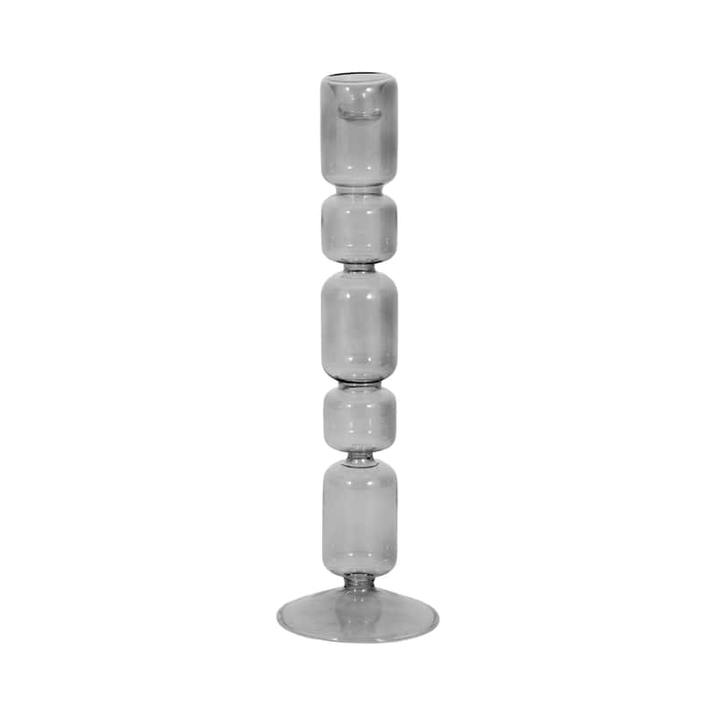Modern Candle Holder with Stacked Sculptural Glass Base
