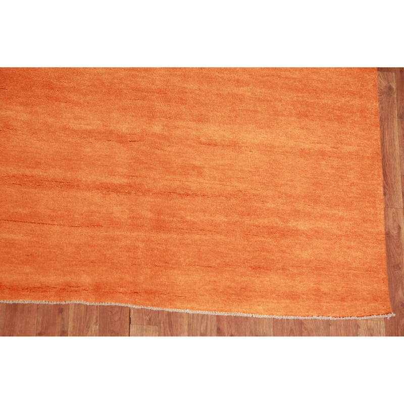 Hand Knotted Oriental 100% Wool Carpet Modern Solid Oranges & Rust Gabbeh Area Rug - 12' 1'' X 9' 3''