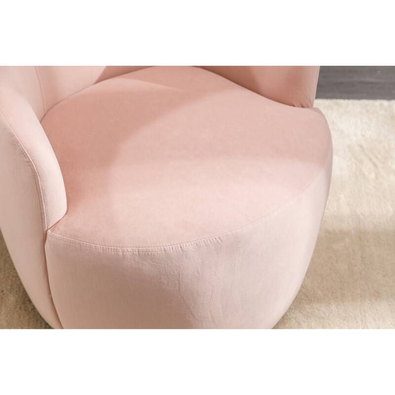 Velvet Swivel Barrel Chair with 360° Black Metal Base