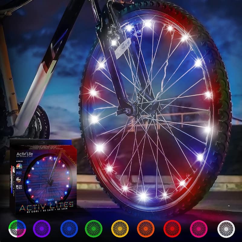 Activ Life LED Bike Wheel Lights (1 Tire, Patriotic), Brighter & Visible for Safety & Style, Batteries Included