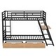 preview thumbnail 6 of 24, Modern Metal Bunk Bed with Built-in Desk, Light and 2 Drawers, Black