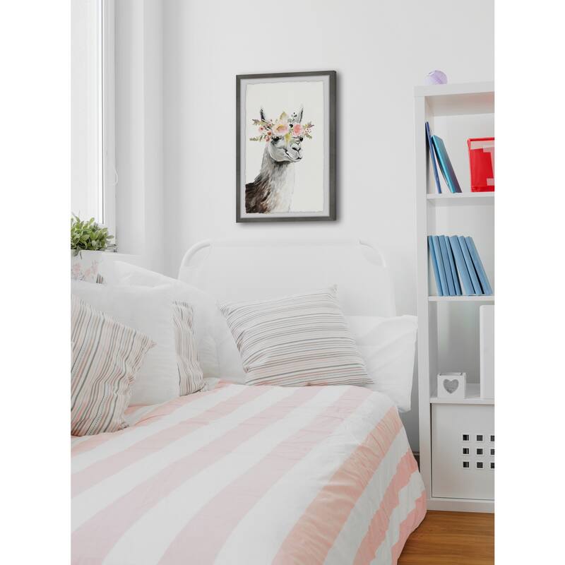Llama Wall Art Print Framed Floral Painting Boho Home Decor