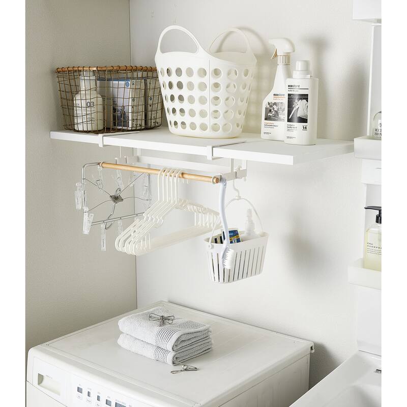 Yamazaki Home Undershelf Hanger, Steel and Wood, Up To 1" Shelf, Holds 6.6 lbs - L 6.5 x W 16.54 x H 3.94 inches