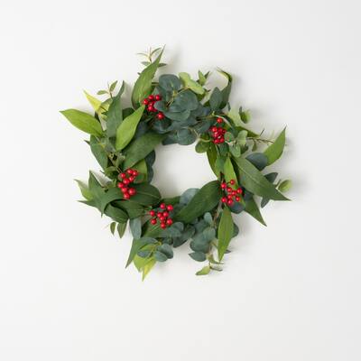 20" Artificial Eucalyptus Berry Mini Wreath