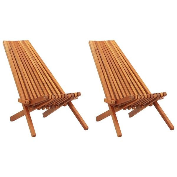 Shop Vidaxl Folding Outdoor Lounge Chairs 2 Pcs Solid Acacia Wood Overstock 30617531