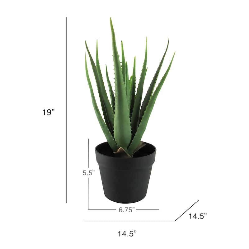 19in Artificial Real Touch Soft Aloe Succulent Plant in Black Pot - 19" H x 14.5" W x 14.5" DP