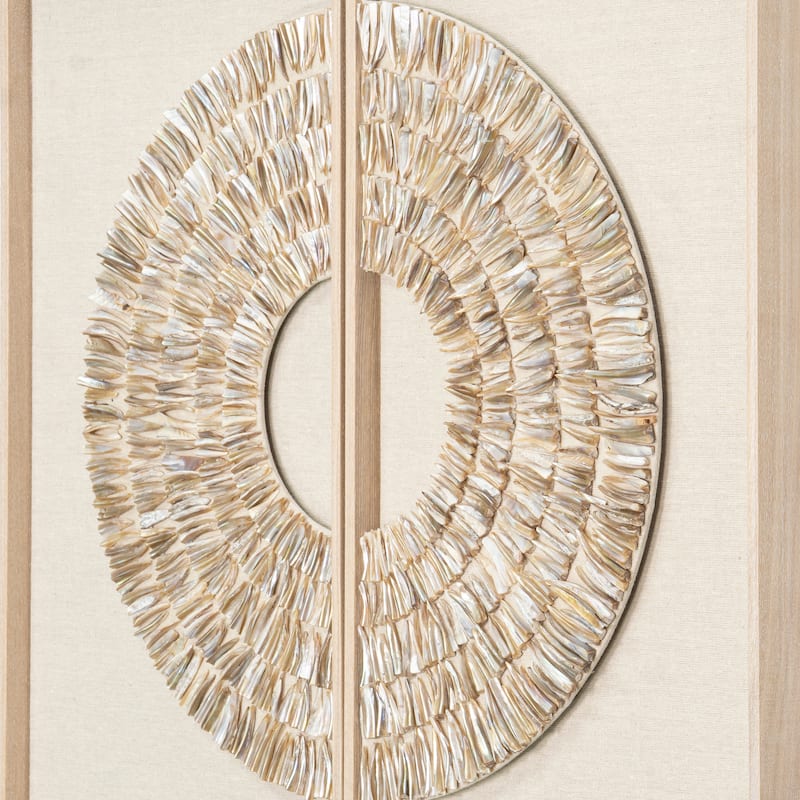 HUJI Glassless Two Piece Pearl Oyster Shell Wall Decor
