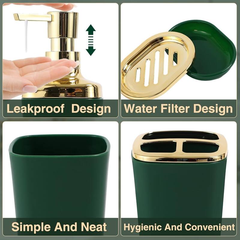 8-piece bathroom set with stainless steel trash can, toilet brush, toothbrush set, soap dispenser