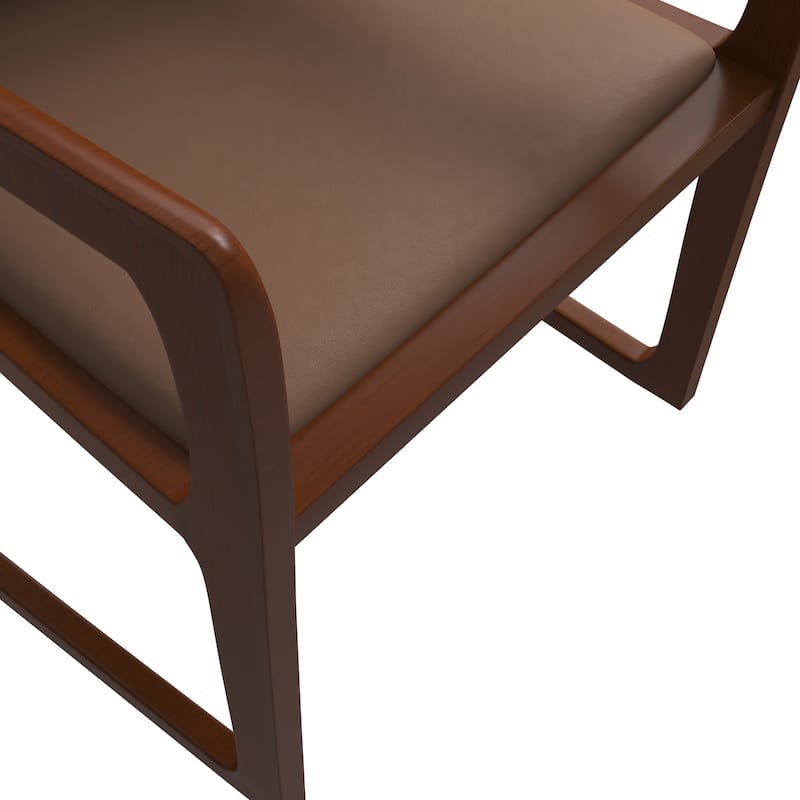 LeisureMod Svelta Modern Leather Dining Chair - Mid century Accent Arm Chair for Home Office Kitchen Dining Room