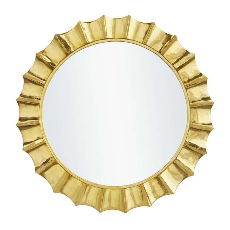 Aluminum Metal Starburst Wall Mirror - Gold - Roche River Decor - Gold - 35"W, 35"H