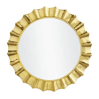Aluminum Metal Starburst Wall Mirror - Gold - Roche River Decor