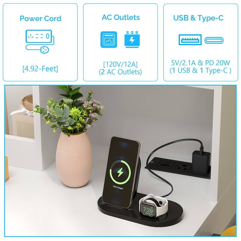 Particle Board Veneered White Bracket, White Iron Feet, 5-drawer 2-compartment 2-tier Rack Dressing Table - N/A