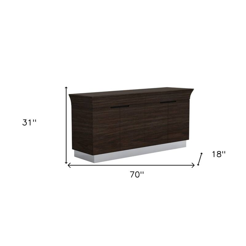 HomeRoots 70" Dark Brown Two Drawer Buffet Table with Four Doors - 70' X '31' X '18