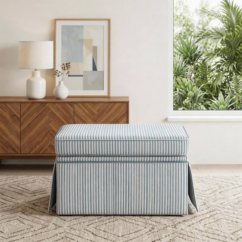 Skirted Rectangular Flip-Top Storage Ottoman