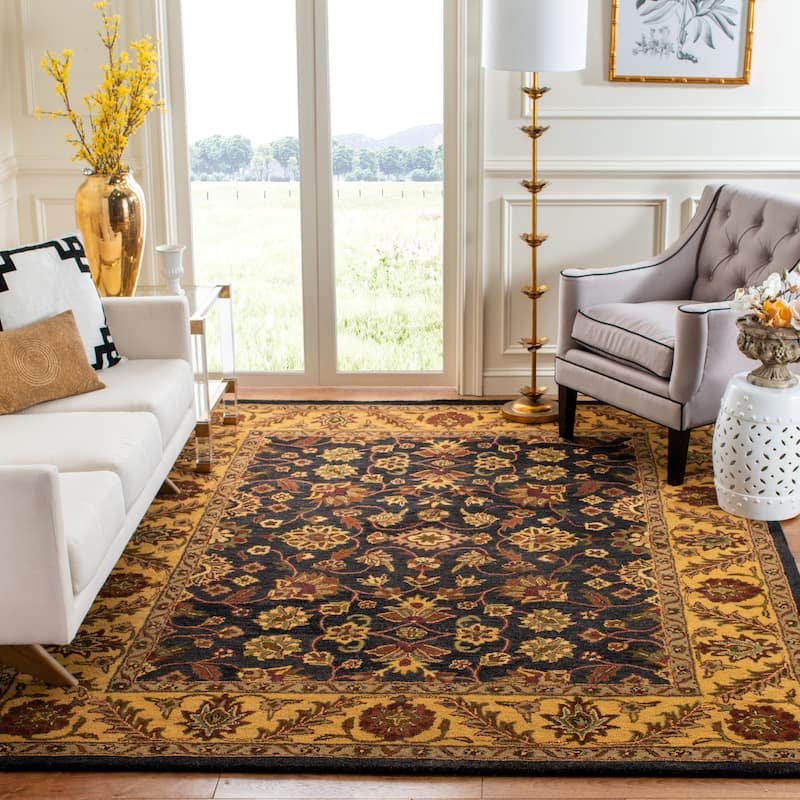 SAFAVIEH Handmade Golden Effie Tomika Traditional Oriental Wool Rug - 7'6" x 9'6" - Black/Gold