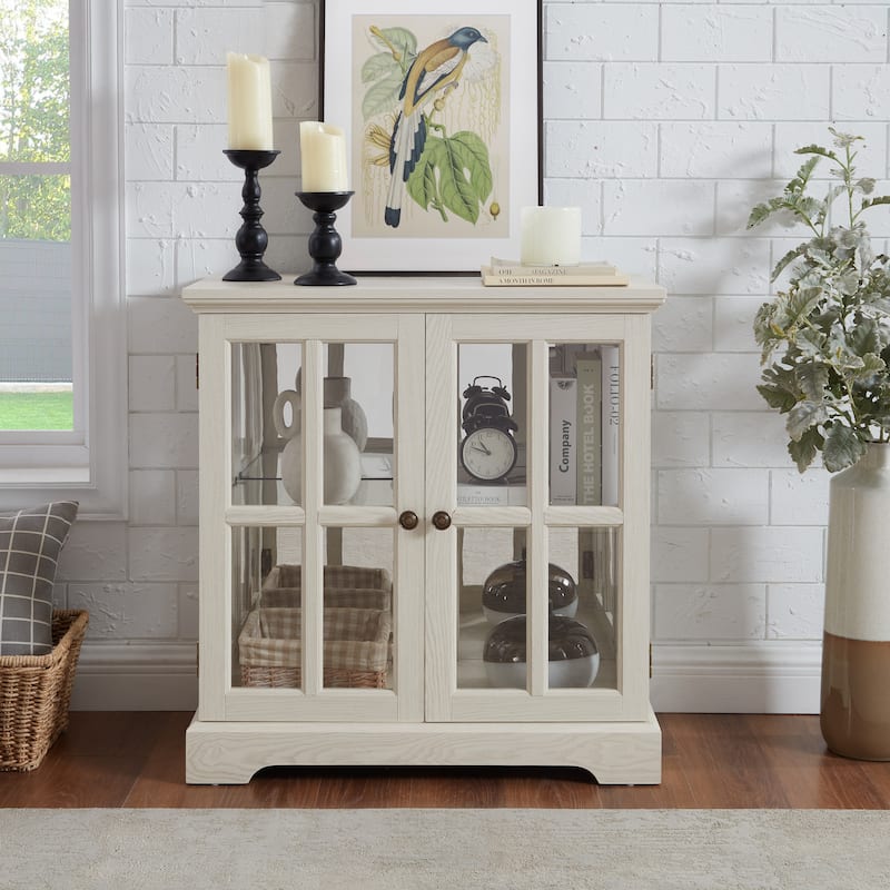 LED Curio Display Cabinet,Antique Display Cabinet with Adjustable Shelves,Retro Design Quality Showcase with Lattice Doors