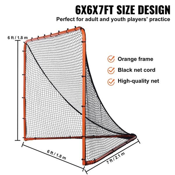 dimension image slide 1 of 2, VEVOR Lacrosse Goal,Folding Portable Backyard Lacrosse Training Equipment,Perfect for Youth Adult Training, Orange