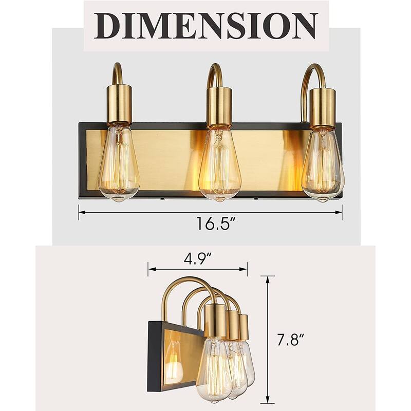 Modern Bathroom Vanity Light with Brushed Gold and Black Finish