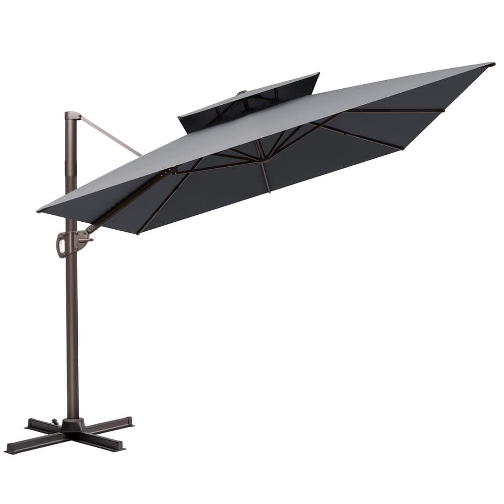 VredHom 9 x 12 FT Outdoor Patio Aluminum Double Top Rectangular Cantilever Umbrella